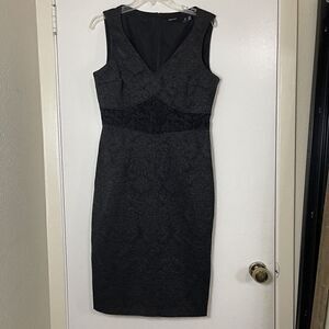 Karen Millen black floral sleeveless cocktail sheath dress size US 10